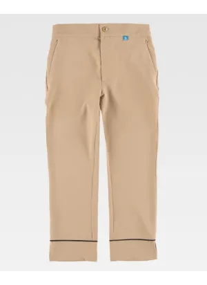 Pantalón de estética tobillero de mujer con tejido elástico Beige