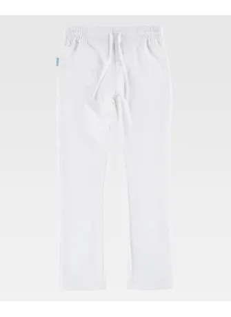 Pantalón de esteticista elástico de mujer con elástico en la cintura Blanco