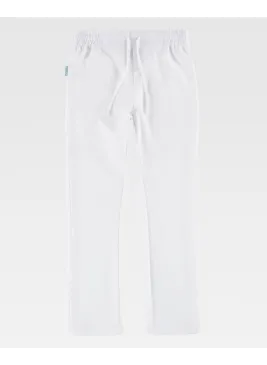 Pantalón de esteticista elástico de mujer con elástico en la cintura Blanco