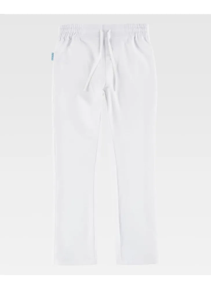 Pantalón de esteticista elástico de mujer con elástico en la cintura Blanco