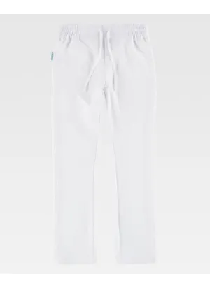 Pantalón de esteticista elástico de mujer con elástico en la cintura Blanco