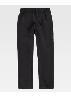 Pantalón de esteticista elástico de mujer con elástico en la cintura negro