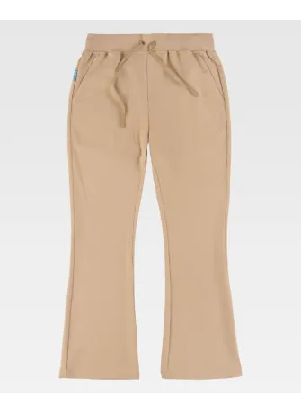 Pantalón de peluquera de campana elástico de mujer beige