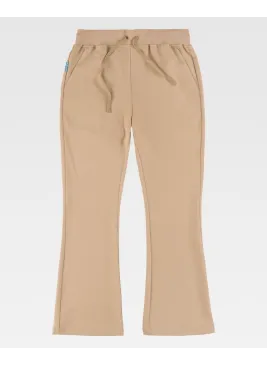 Pantalón de peluquera de campana elástico de mujer beige