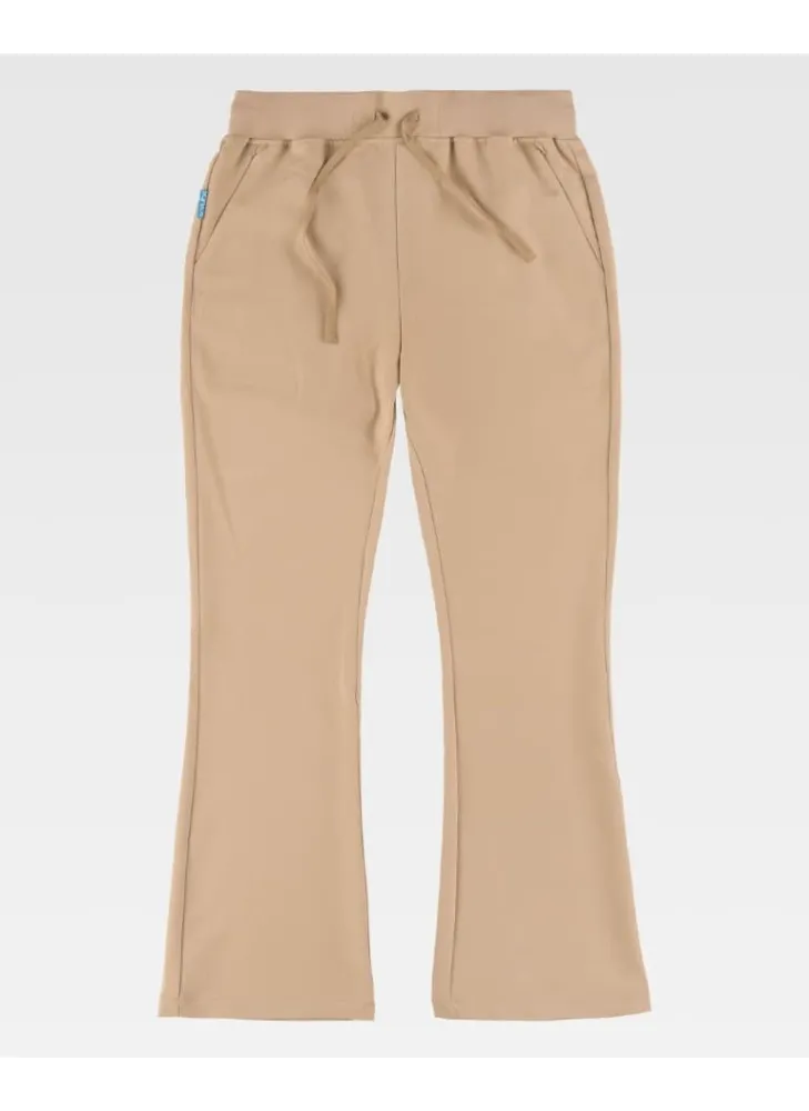 Pantalón de peluquera de campana elástico de mujer beige