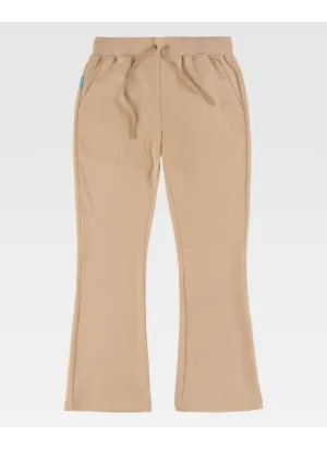 Pantalón de peluquera de campana elástico de mujer beige