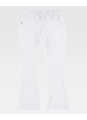 Pantalón de peluquera de campana elástico de mujer blanco