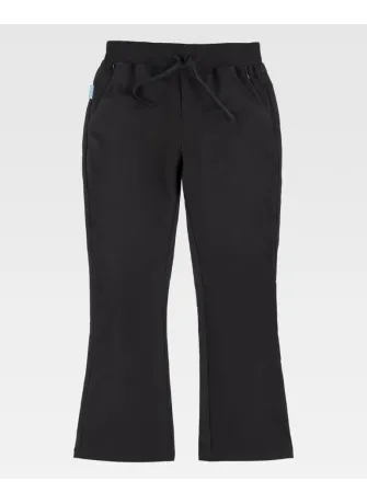 Pantalón de peluquera de campana elástico de mujer negro