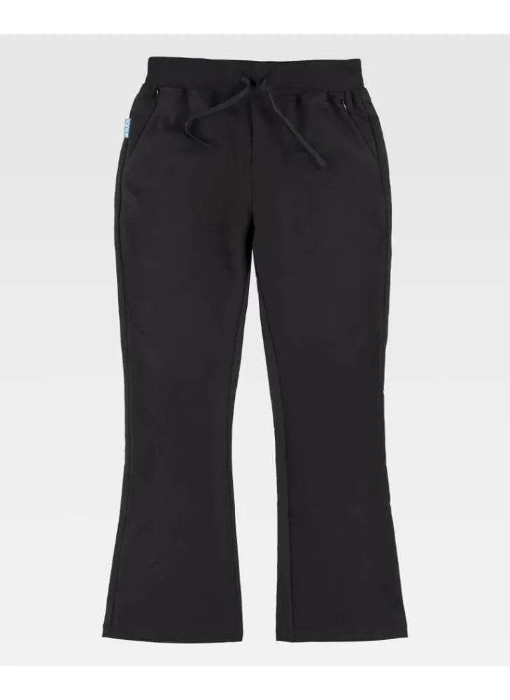 Pantalón de peluquera de campana elástico de mujer negro