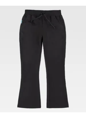 Pantalón de peluquera de campana elástico de mujer negro