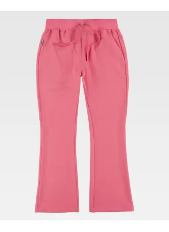 Pantalón de peluquera de campana elástico de mujer rosa