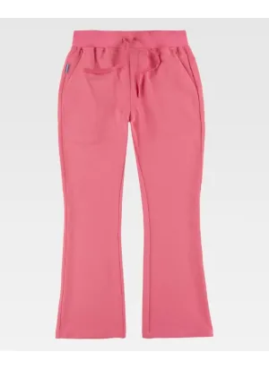 Pantalón de peluquera de campana elástico de mujer rosa