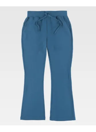 Pantalón de peluquera de campana elástico de mujer beige  turquesa