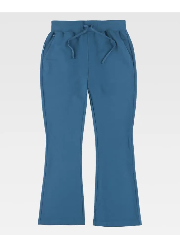 Pantalón de peluquera de campana elástico de mujer beige  turquesa