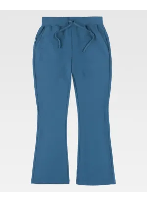 Pantalón de peluquera de campana elástico de mujer beige  turquesa
