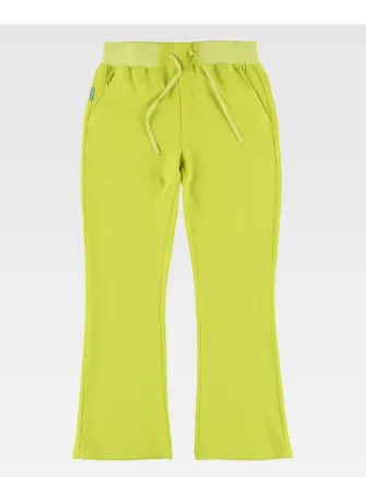 Pantalón de peluquera de campana elástico de mujer verde lima
