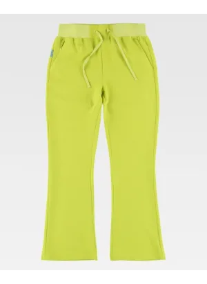 Pantalón de peluquera de campana elástico de mujer verde lima