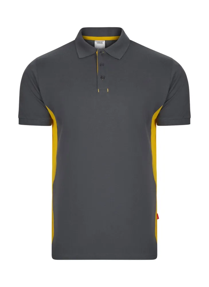 Polo de trabajo bicolor Velilla 105504 Azul gris-amarillo