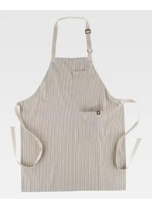 Delantal de camarero elegante con peto y estampado a rayas Narural
