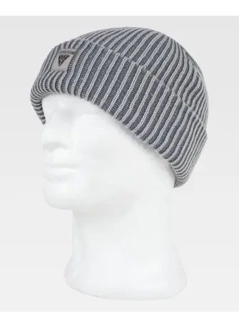 Gorro de trabajo de punto canalé combinado con vuelta Gris