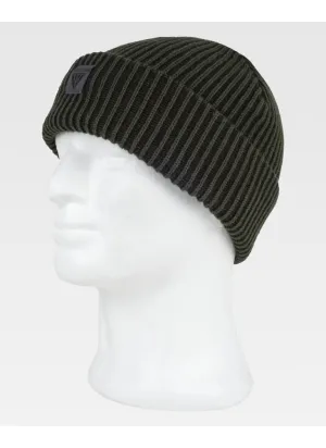 Gorro de trabajo de punto canalé combinado con vuelta marrón