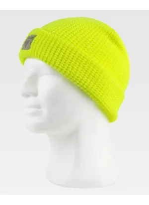 Gorro de trabajo de punto flúor con vuelta y textura Amarillo