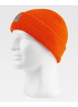 Gorro de trabajo de punto flúor con vuelta y textura naranja
