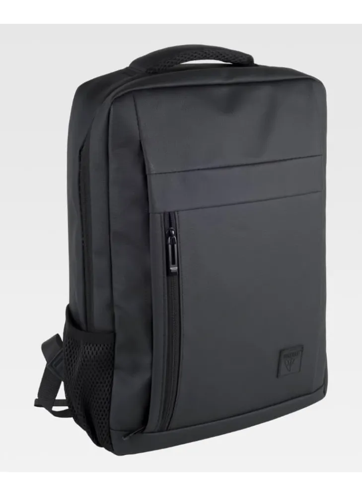 Mochila de trabajo para portátil impermeable y acolchada con puerto USB negra