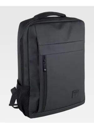 Mochila de trabajo para portátil impermeable y acolchada con puerto USB negra