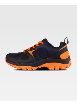 Zapatilla de trabajo deportiva trecking ligera y fluorescente naranjas