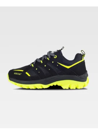 Zapatilla laboral deportiva tipo trecking fluorescente y antideslizante negro