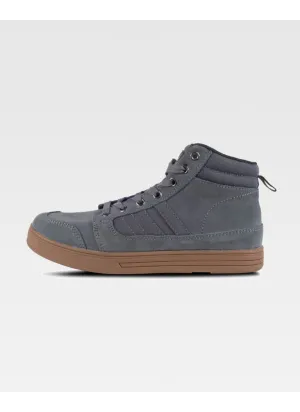 Zapatilla de trabajo de piel serraje abotinada con suela de goma gris