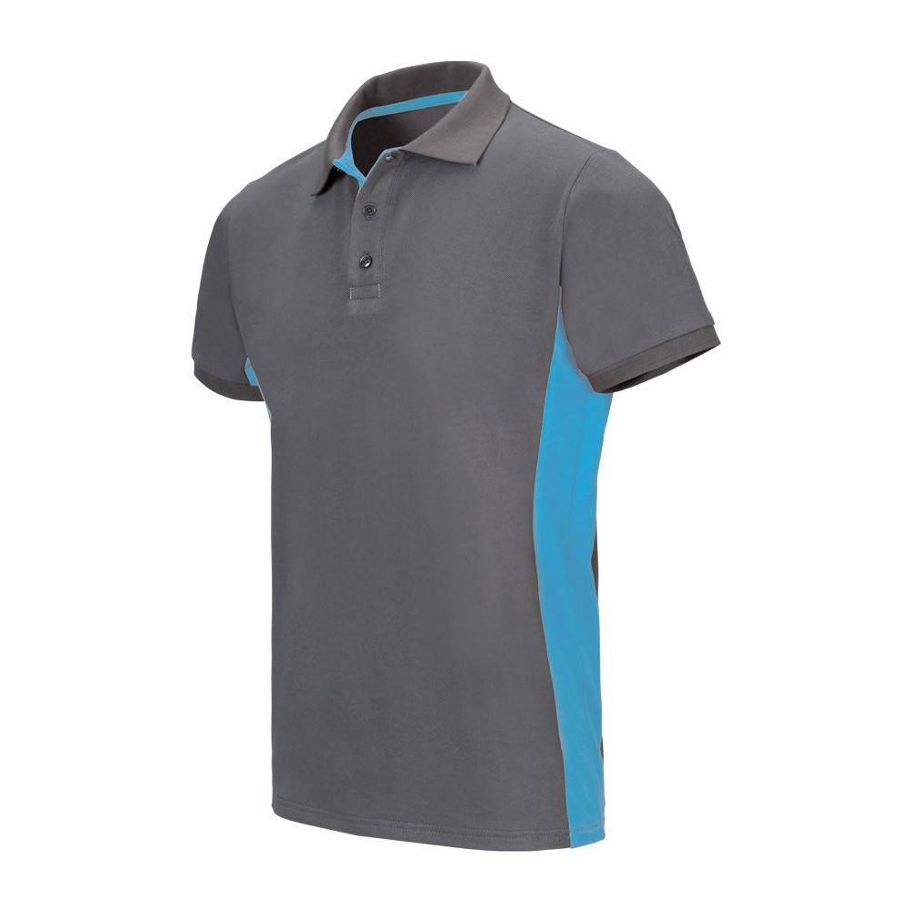 Polo de trabajo bicolor Velilla 105504 gris-celeste