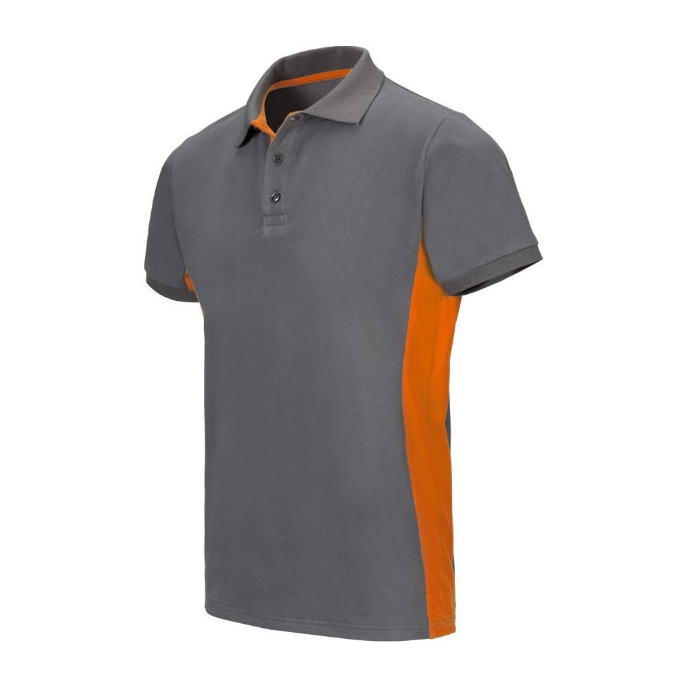 Polo de trabajo bicolor Velilla 105504 gris-naranja