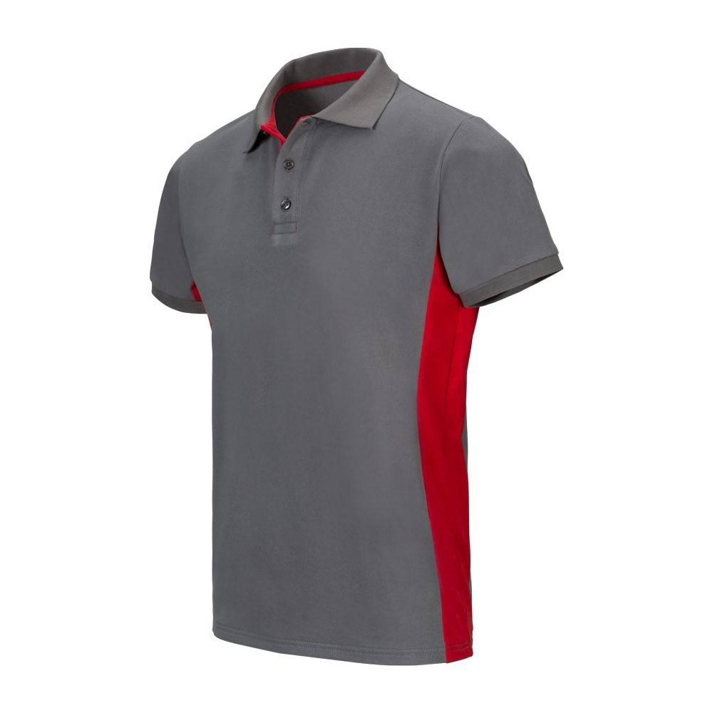 Polo de trabajo bicolor Velilla 105504 gris-rojo