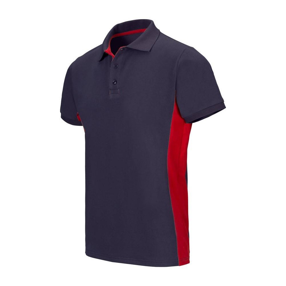 Polo de trabajo bicolor Velilla 105504 azul navy-rojo