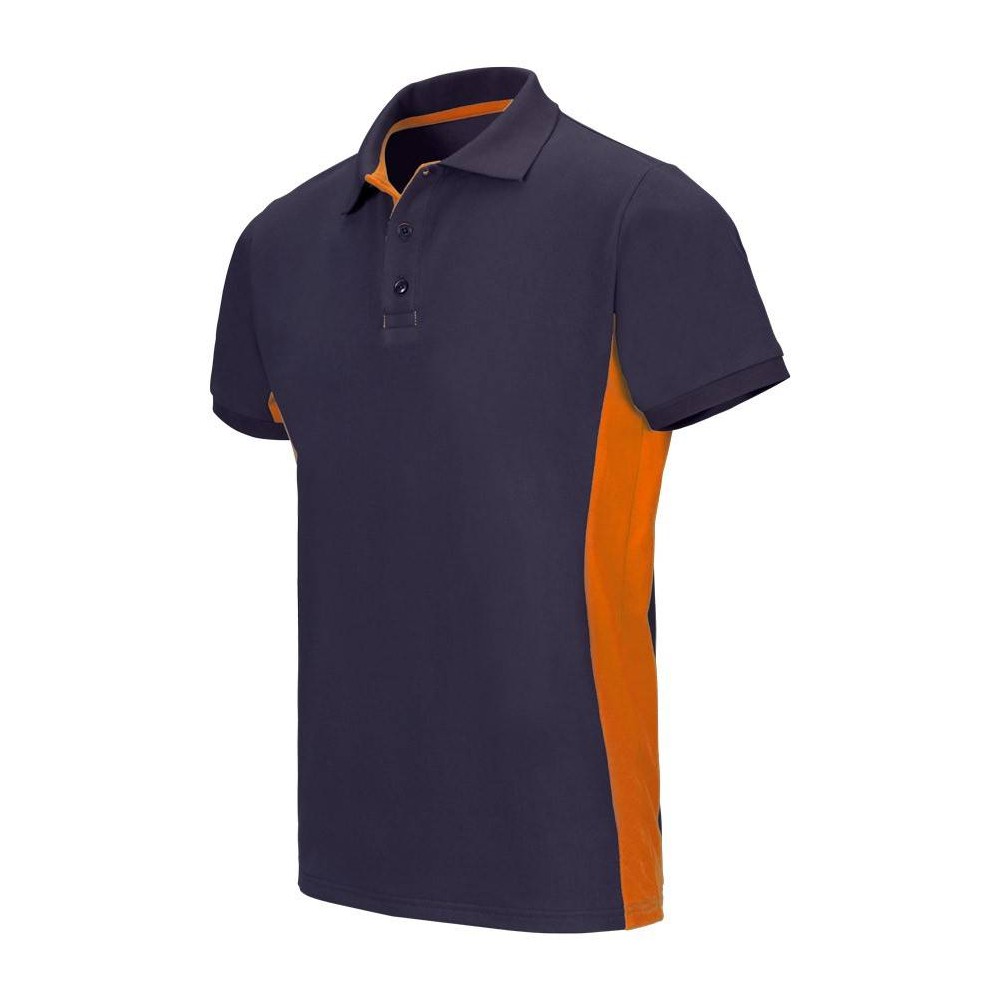 Polo de trabajo bicolor Velilla 105504 azul navy-naranja