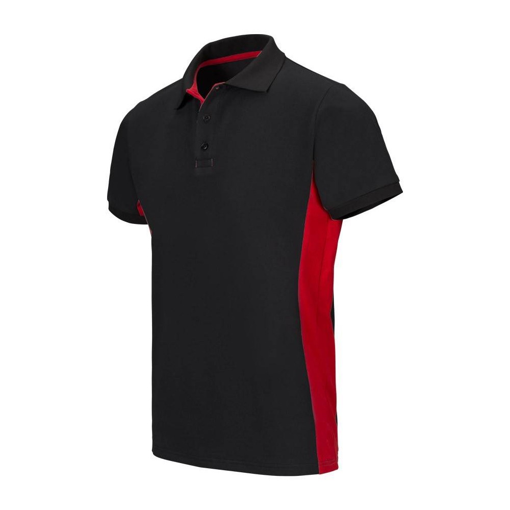 Polo de trabajo bicolor Velilla 105504 negro-rojo
