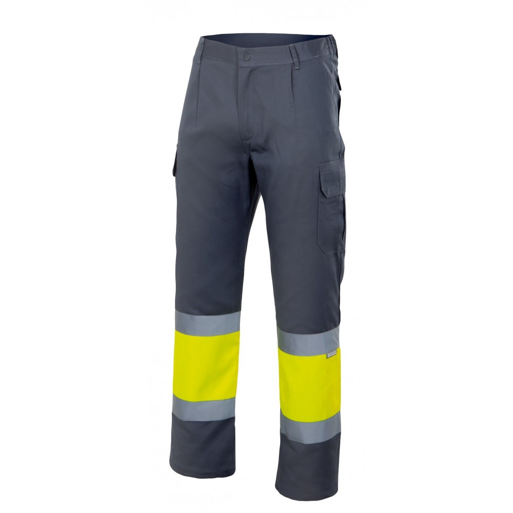 Pantalón alta visibilidad bicolor velilla 157 Gris-Amarillo