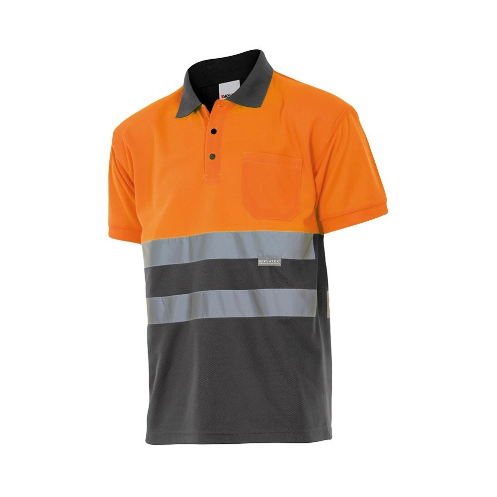 Polo alta visibilidad Velilla serie 173 Naranja-Gris