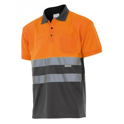 Polo alta visibilidad Velilla serie 173 Naranja-Gris