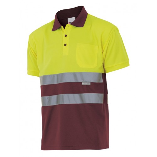 Polo alta visibilidad Velilla serie 173 Am,arillo-Granate
