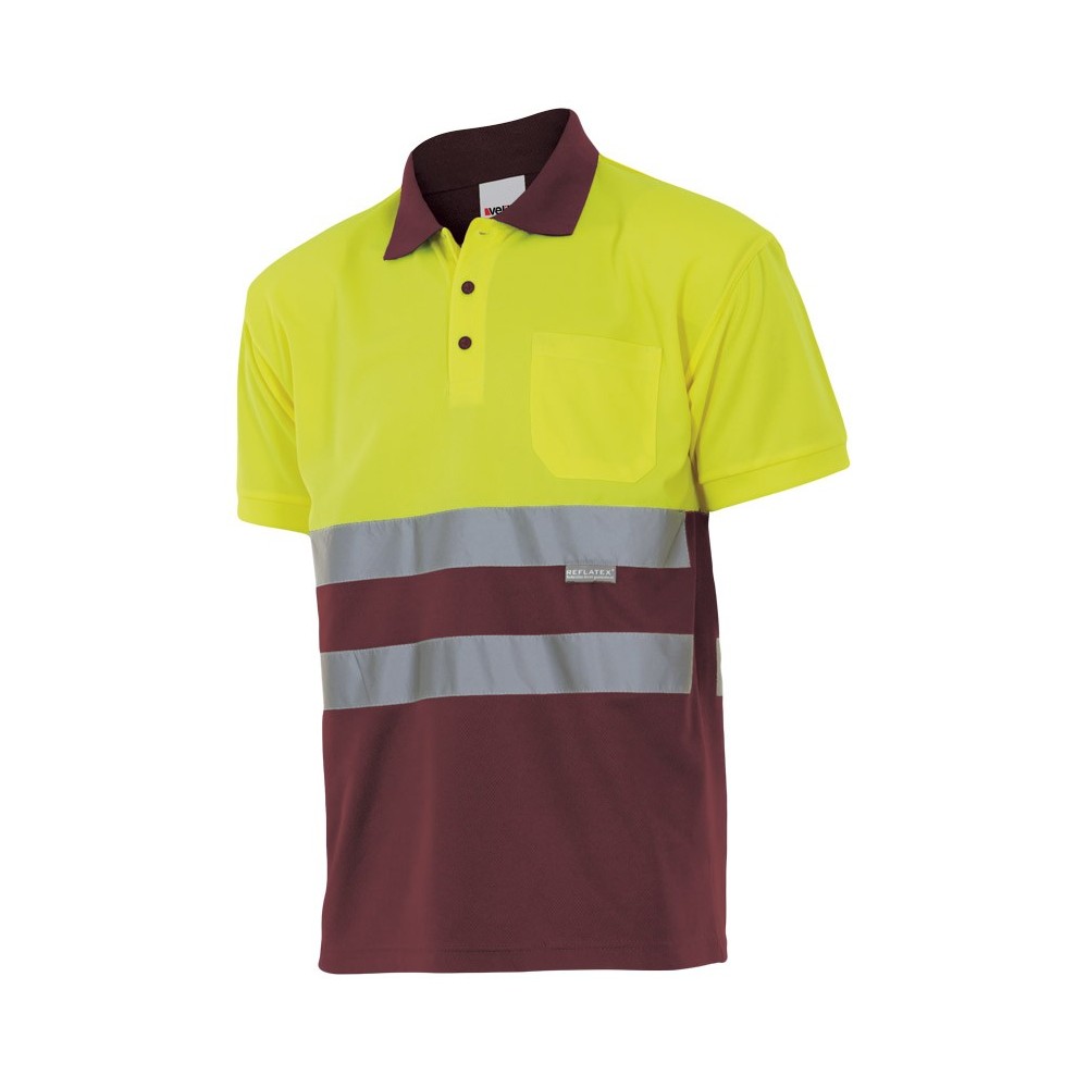 Polo alta visibilidad Velilla serie 173 Am,arillo-Granate