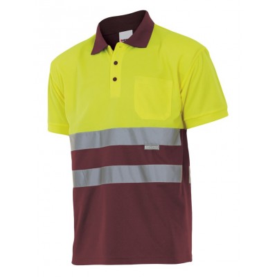 Polo alta visibilidad Velilla serie 173 Am,arillo-Granate
