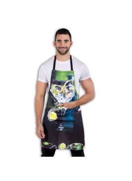 Delantal camarero barman con peto y estampado gintonic