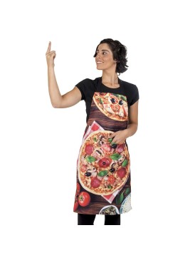 Delantal para pizzerias con peto estampado 100% poliéster
