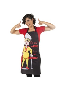 Delantal con peto estampado super abuela