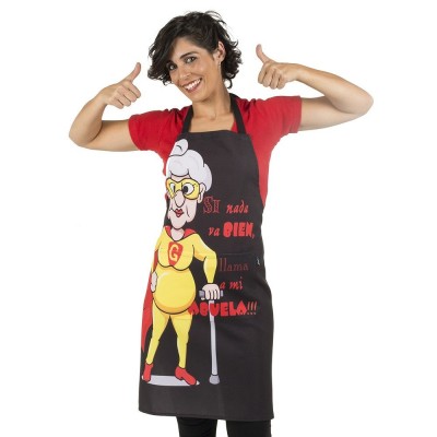 Delantal con peto estampado super abuela