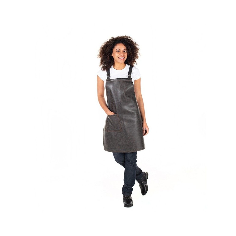 Delantal para barberias con peto y piel reciclada 100% Negro