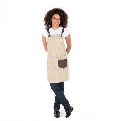 Delantal elegante para restaurantes de Arpillera con peto Beige